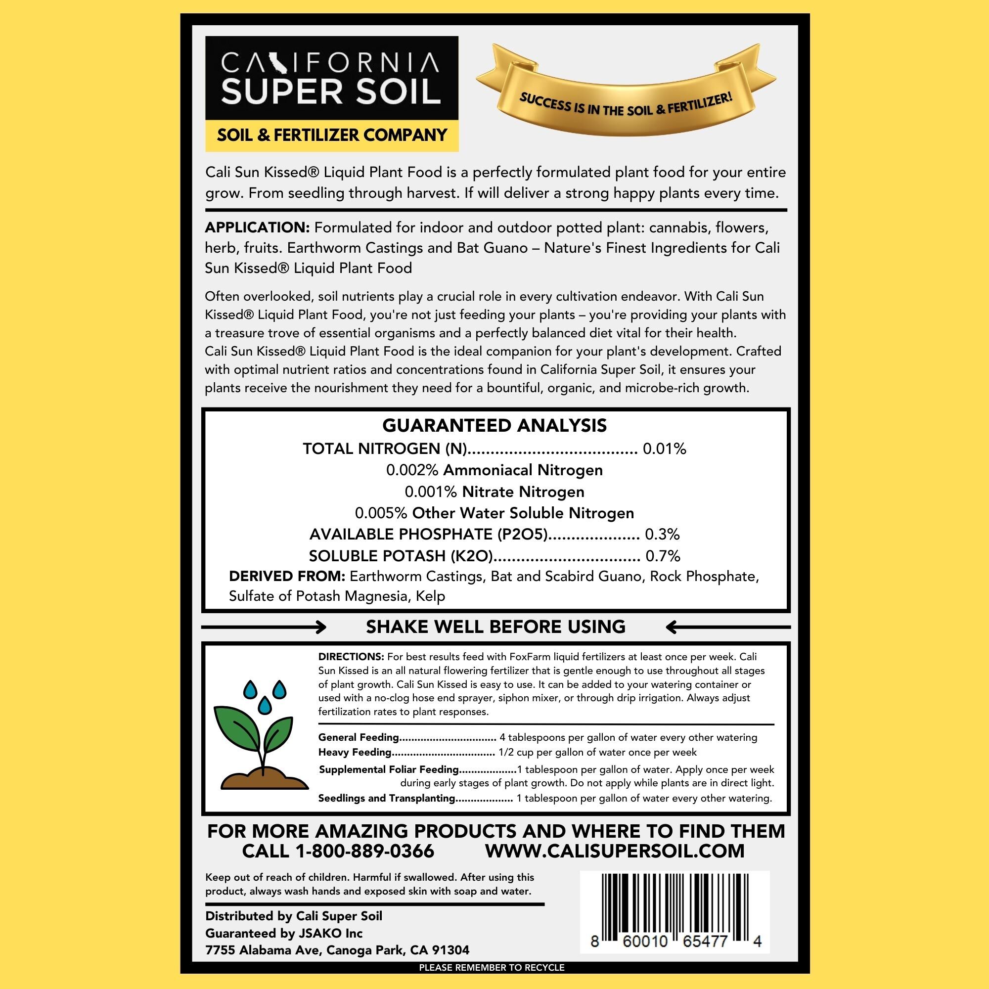 Cali Sun Kissed Label